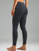 Fleece Lined No Front Seam 26.5" Thermal Leggings w/ Pockets