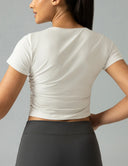 Sorona Ruched Crew Neck Cropped T-Shirts – Slim Fit