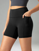 Dreamlux High Waisted No Front Seam 6" Biker Shorts w/ Pockets