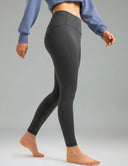 Fleece Lined No Front Seam 26.5" Thermal Leggings w/ Pockets