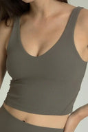 Camiseta sin mangas corta con cuello en V acanalado Dreamlux 