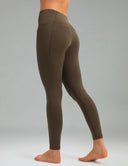 Fleece Lined No Front Seam 26.5" Thermal Leggings w/ Pockets