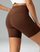 Dreamlux High Waisted No Front Seam 6" Biker Shorts w/ Pockets