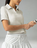Sorona V-Neck Cropped Polo Shirt – Relaxed Fit