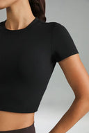 Dreamlux Short Sleeve Cropped Workout Shirt w/ Crisscross Back