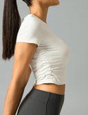 Sorona Ruched Crew Neck Cropped T-Shirts – Slim Fit
