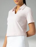 Sorona V-Neck Cropped Polo Shirt – Relaxed Fit