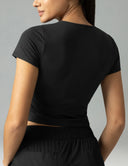 Sorona Ruched Crew Neck Cropped T-Shirts – Slim Fit