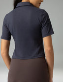 Sorona V-Neck Cropped Polo Shirt – Relaxed Fit