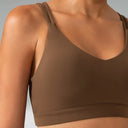 Dreamlux V-Neck Strappy Back Workout Bra – Light Support