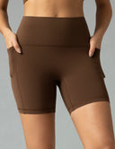 Dreamlux High Waisted No Front Seam 6" Biker Shorts w/ Pockets