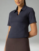 Sorona V-Neck Cropped Polo Shirt – Relaxed Fit