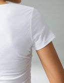 Sorona Ruched Crew Neck Cropped T-Shirts – Slim Fit