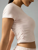 Sorona Ruched Crew Neck Cropped T-Shirts – Slim Fit