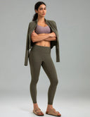 Fleece Lined No Front Seam 26.5" Thermal Leggings w/ Pockets