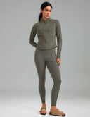 Fleece Lined No Front Seam 26.5" Thermal Leggings w/ Pockets