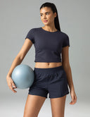Sorona Ruched Crew Neck Cropped T-Shirts – Slim Fit
