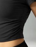 Sorona Ruched Crew Neck Cropped T-Shirts – Slim Fit