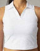 Sorona Sleeveless Crop Polo Tank – Slim-Fit