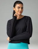 Sorona Oversized Long Sleeve Top w/ Twisted Open Back