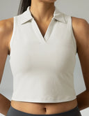 Sorona Sleeveless Crop Polo Tank – Slim-Fit