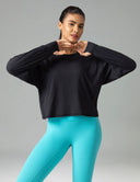 Sorona Oversized Long Sleeve Top w/ Twisted Open Back
