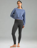 Fleece Lined No Front Seam 26.5" Thermal Leggings w/ Pockets