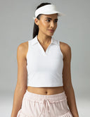 Sorona Sleeveless Crop Polo Tank – Slim-Fit