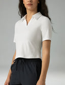 Sorona V-Neck Cropped Polo Shirt – Relaxed Fit