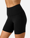 Pantalones cortos de yoga Dreamlux de cintura alta de 6" con bolsillos