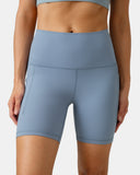 Pantalones cortos de yoga Dreamlux de cintura alta de 6" con bolsillos