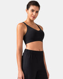 Dreamlux® V-Neck Strappy Back Workout Bra – Light Support