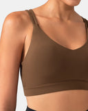 Dreamlux® V-Neck Strappy Back Workout Bra – Light Support