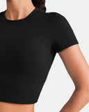 Dreamlux® Short Sleeve Cropped Workout Shirt w/ Crisscross Back
