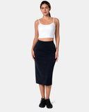 Velvra® Modal Streamline Midi Skirt w/ Pockets