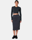 Velvra® Modal Streamline Midi Skirt w/ Pockets