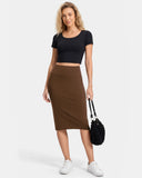 Dreamlux® High-Rise Slim-Fit Midi Work Skirt