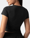 Sorona Ruched Crew Neck Cropped T-Shirts – Slim Fit