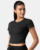 Sorona Ruched Crew Neck Cropped T-Shirt – Slim Fit