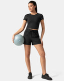 Sorona Ruched Crew Neck Cropped T-Shirt – Slim Fit