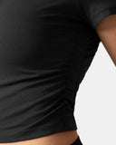 Sorona Ruched Crew Neck Cropped T-Shirt – Slim Fit