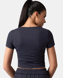 Sorona Ruched Crew Neck Cropped T-Shirt – Slim Fit