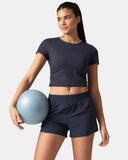 Sorona Ruched Crew Neck Cropped T-Shirt – Slim Fit