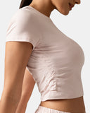 Sorona Ruched Crew Neck Cropped T-Shirt – Slim Fit