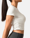 Sorona Ruched Crew Neck Cropped T-Shirt – Slim Fit