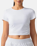Sorona Ruched Crew Neck Cropped T-Shirt – Slim Fit