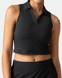 Sorona Sleeveless Crop Polo Tank – Slim-Fit