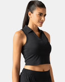 Sorona Sleeveless Crop Polo Tank – Slim-Fit