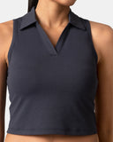 Sorona Sleeveless Crop Polo Tank – Slim-Fit