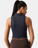Sorona Sleeveless Crop Polo Tank – Slim-Fit